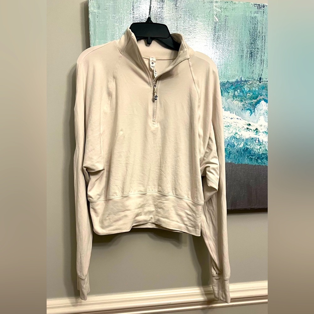 Lululemon -Swiftly relaxed half zip cropped top, cream/off-white, size 4